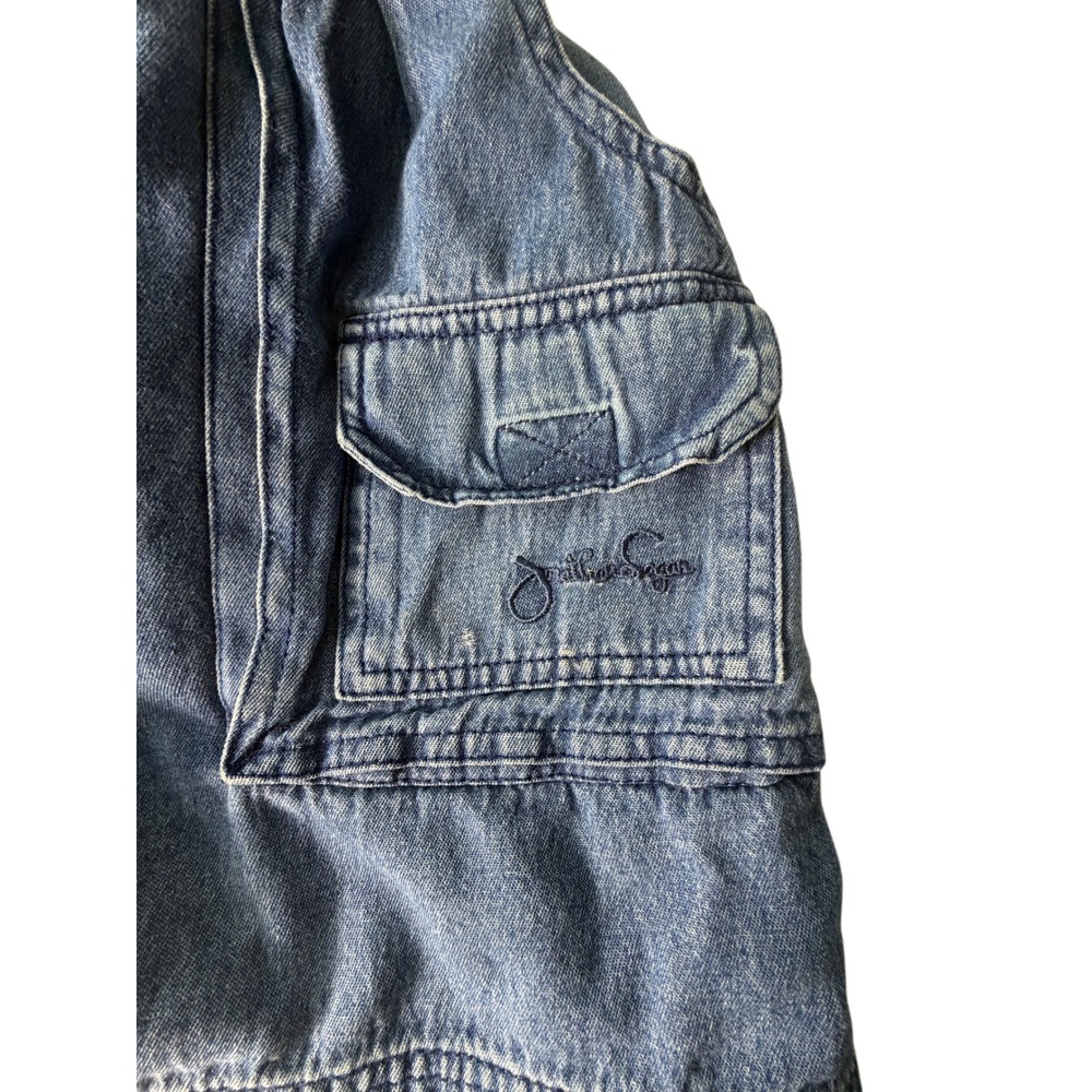 Vintage 90s Jonathan Logan Denim Cargo Shorts Size M Unisex Blue Utility Jorts - Picture 3 of 9